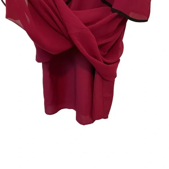 BCBG Dress BCBGeneration Women's Maroon V-neck Ruffle Tent/Shift Dress S… - Picture 10 of 15